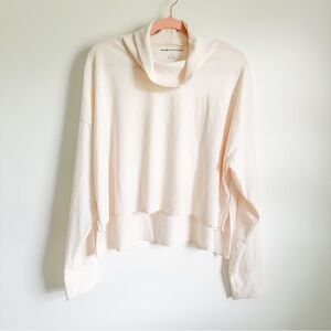 American Eagle Outfitters Cream Ivory Cowl Neck Waffle Knit high low top Large